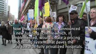 Nurses demonstrate against health care cuts at Health Ministers speech