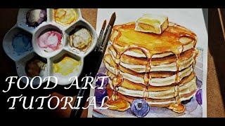 PAINT Pancakes with WATERCOLOR | Food ART TUTORIAL