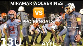 13U ACTION🏈MIRAMAR WOLVERINES(BLUE SMOKE)🆚PPO BENGALS #explore #13u #cameramanced #floridafootball