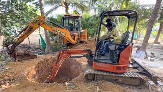 Mini Excavator vs JCB 3DX Dig Circular Septic Tank for Newly Home My Village | jcb video