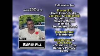 Mindrina Paul ~ Long Obituary