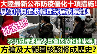 🔴好消息！大陸最新公布防疫優化十項措施！具條件無症狀輕症採居家隔離！方艙及大範圍核酸將成歷史？不再對跨地區人員查核酸和健康碼！｜CC字幕｜日更頻道