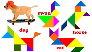 Animal Shapes Tangram Puzzles 动物益智拼图 (中英文)