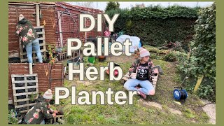 Beginner Gardener's DIY Herb Planter from a Pallet | Staple Gun Adventure! 🌱🔫