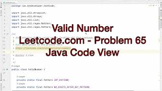 Leetcode.com - Valid Number (Using Java)
