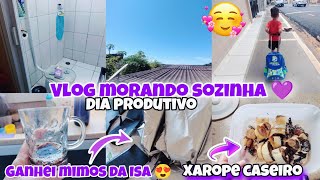 🟣VLOG! MORANDO SOZINHA| DIA PRODUTIVO| LAVEI BANHEIRO| XAROPE CASEIRO| DOBREI ROUPAS E+| #RumoA9K💜