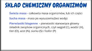 Skład chemiczny organizmów 1 [Chemizm życia - matura z biologii]