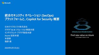 統合セキュリティ オペレーション プラットフォームと、Copilot for Security 概要 - MGTBC07