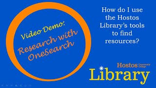 Research with OneSearch Demo
