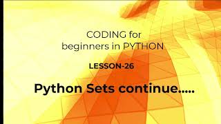 Python Coding for beginners 26 - Python Sets continue