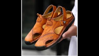 Sandales d'été FUZHAN en cuir véritable pour hommes