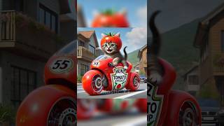 Kitten rides Ketchup Motorcycle! #cats #cutecat #funny #catlovers