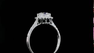 DovEggs Solid 10K White Gold Center 1ct H Moissanite Halo Engagement Ring with Accents