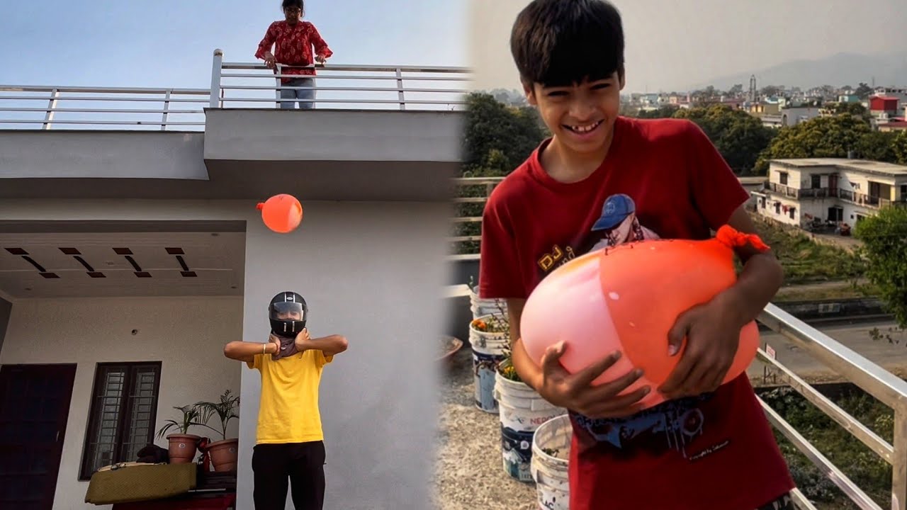 Dropping World's Biggest Water Balloon Challenge 😱 जान निकल गई | NEVER ...