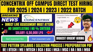 Finally Concentrix Direct Test Hiring | Test is Live Attend | OFF Campus Drive 2025, 2024-2022 Batch