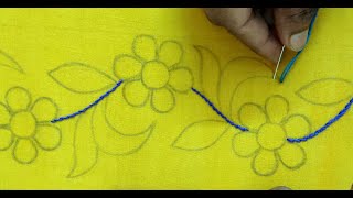 Hand embroidery new border line nakshi kantha stitch tutorial,Saree/orna/kameez border line stitch