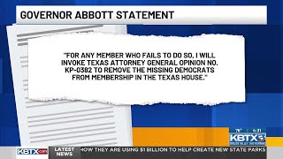 Governor Abbott threatens to remove missing Democrats from Texas House membership