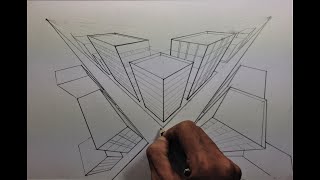 How To Draw Simple City in 3 Point Perspective