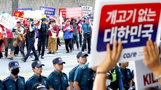 서울 도심서 '개고기 갈등'…육견농가 - 동물권단체 설전 / 연합뉴스TV (YonhapnewsTV)