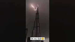 Lightning in Burj khalifa ⚡#dubai #shorts #viral #rain #thunderstorm #lighting