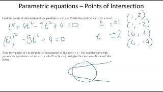 Parametric equations points of intersection