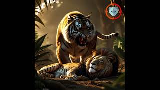 Tiger vs Lion 💥 #ai #story #tigerhorts#aicat#JungleJourne