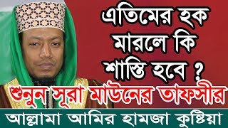 ইয়াতিমের হক মারলে কি শাস্তি হবে ? শুনুন সূরা মাউনের তাফসীর মুফতী আমির হামজা (কুষ্টিয়া)