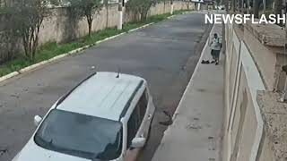 Moment SUV Driver Rams Two Thieves Robbing Couple In Street