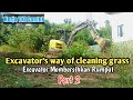 Mini excavator clears the grass ||cara excavator membersihkan rumput part 2 full bersih kerja Tki