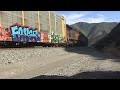 cajon pass railfannig up 8898 leads southbound manifest train