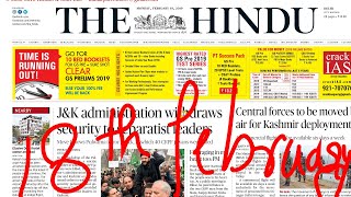 The Hindu Newspaper 18th February 2019