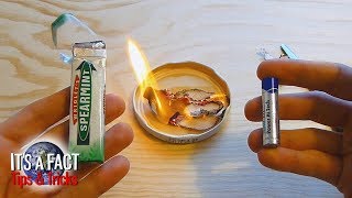 How to - Start a Fire with a Chewing Gum Wrapper (Jak zapálit oheň obalem ze žvýkačky)