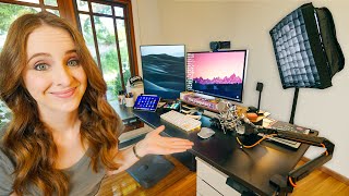 my over the top Desk Setup for Video Editing, Podcasting & Productivity
