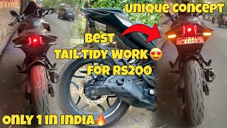 RS200 TAIL MODIFICATION 🔥|| NEW CONCEPT TAIL LIGHT | ONE IN INDIA | PULSER RS200 TAIL TIDY REMOVE