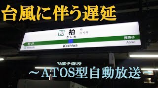 【遅延放送あり！】　ＪＲ柏駅　常磐線快速電車　予告＆接近放送