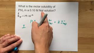 Molar Solubility of PbI2 in 0.10 M NaI solution