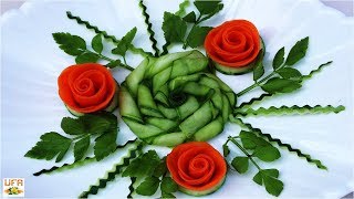 Art in Carrot and Cucumber Flowers Garnish - Carrot & Cucumber Carving