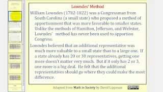 Apportionment: Lowndes' Method