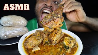 Asmr Big ChickenBone Ogbono Soup and Oathmeal Fufu. biggest Old layer chicken Eaten in my Life