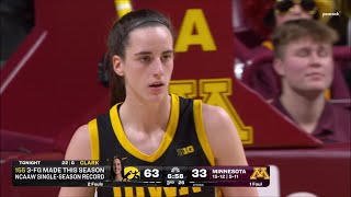 🚨 Caitlin Clark Hits 8 Threes & Breaks Single-Season 3 Point Record I #6 Iowa Hawkeyes vs Minnesota