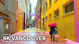 【4K】Downtown Vancouver Walk in the Rain（JAN 8, 2023）| CANADA (Binaural City Sounds) 4K Rain Ambience