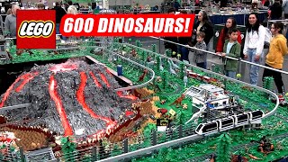 2024 Update! Huge LEGO Jurassic Park with Erupting Volcano at Bricks Cascade