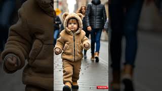 Teddy Bear Baby Look | Cozy and Cute Winter Style! #shorts #cutebaby #babyshorts