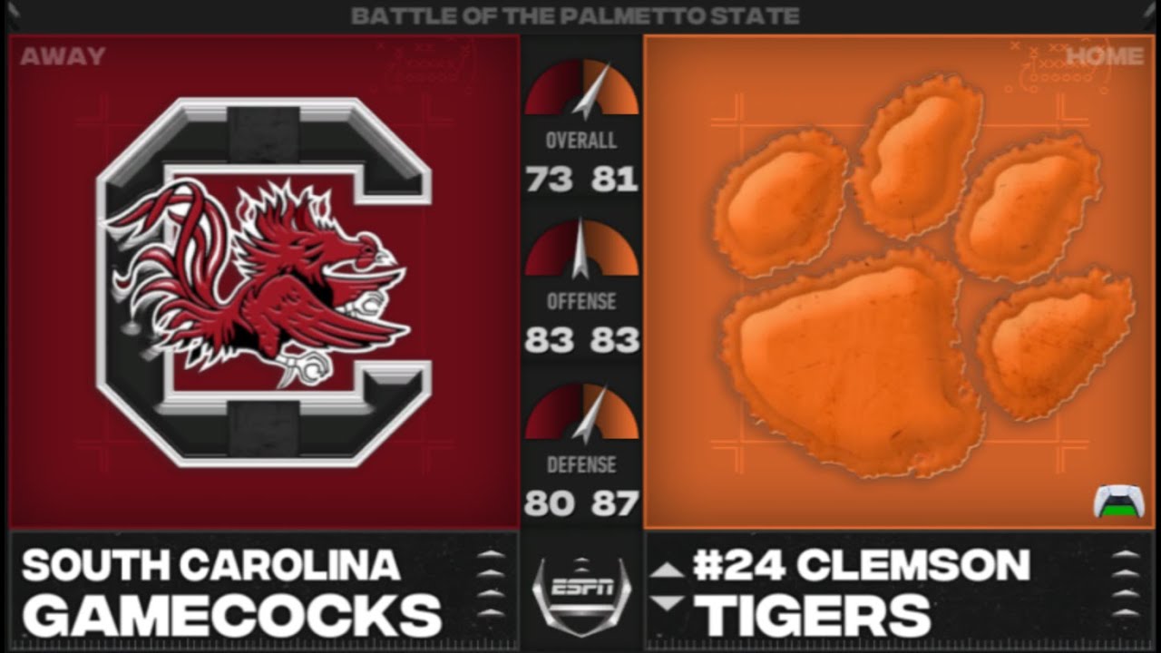 NCAA 24 Hate Week: South Carolina Gamecocks Vs (24) Clemson Tigers ...