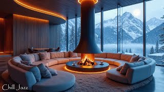 ❄ Serene Winter Aparment Ambience by the Mountain - Elegant Jazz Music for Relaxation \u0026 Work