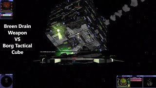 Breen Drain Weapon VS Borg Tactical Cube | Star Trek Bridge Commander Battle | Star Trek DS9 |