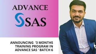 Announcing ‘3 months training program in advance SAS’ batch 6