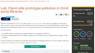 Web Security Academy | Prototype Pollution | 4 - Client-Side Prototype Pollution Third-Party Library
