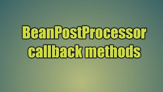 27.BeanPostProcessor callback methods