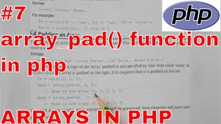 array_pad( ) function in php|| ARRAYS IN PHP || PHP